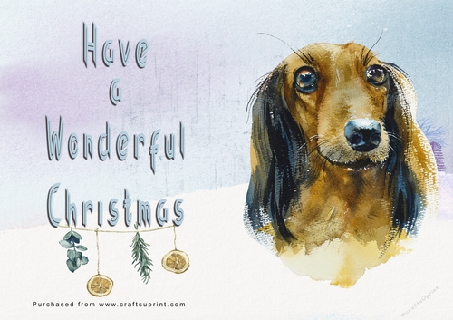No Cut Just Print Christmas Cards - Watercolour Dogs