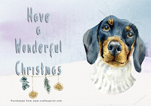 No Cut Just Print Christmas Cards - Watercolour Dogs