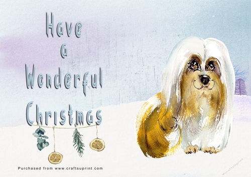 No Cut Just Print Christmas Cards - Watercolour Dogs