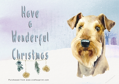 No Cut Just Print Christmas Cards - Watercolour Dogs