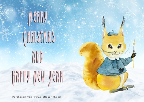 No Cut Just Print Christmas Cards - Watercolour Wild Animals