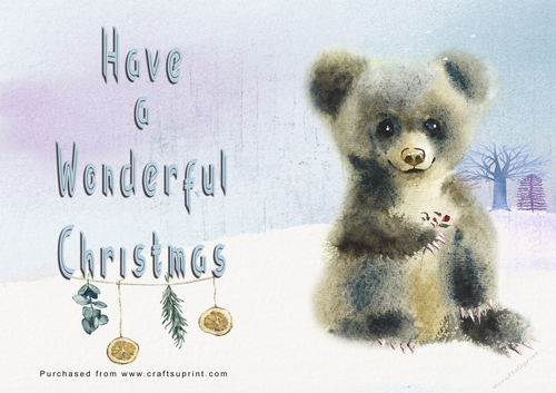 No Cut Just Print Christmas Cards - Watercolour Wild Animals