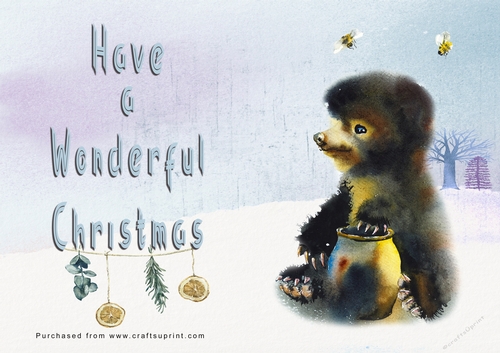 No Cut Just Print Christmas Cards - Watercolour Wild Animals