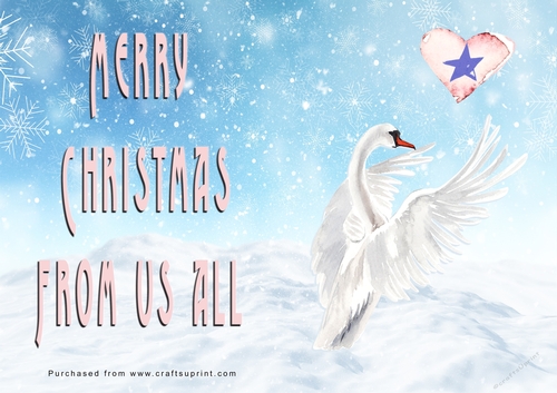 No Cut Just Print Christmas Cards - Watercolour Swans