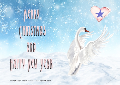 No Cut Just Print Christmas Cards - Watercolour Swans
