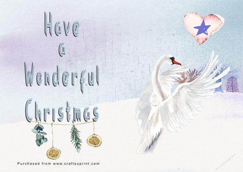 No Cut Just Print Christmas Cards - Watercolour Swans