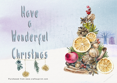 No Cut Just Print Christmas Cards - Watercolour Ornaments