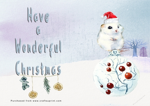 No Cut Just Print Christmas Cards - Watercolour Ornaments