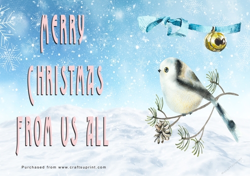 No Cut Just Print Christmas Cards - Watercolour Birds
