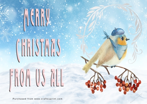 No Cut Just Print Christmas Cards - Watercolour Birds