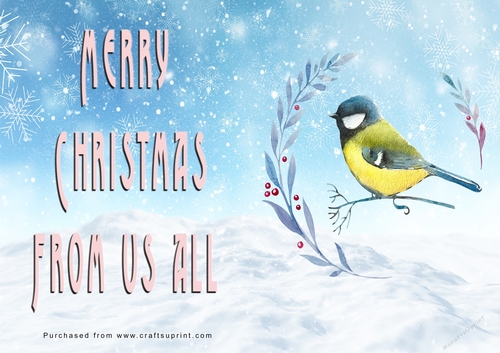 No Cut Just Print Christmas Cards - Watercolour Birds
