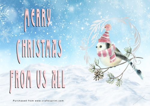 No Cut Just Print Christmas Cards - Watercolour Birds