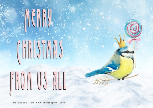 No Cut Just Print Christmas Cards - Watercolour Birds