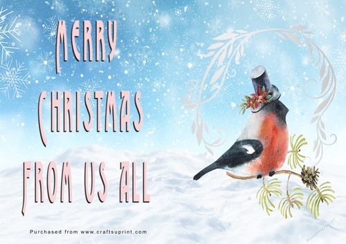 No Cut Just Print Christmas Cards - Watercolour Birds