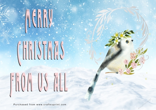 No Cut Just Print Christmas Cards - Watercolour Birds