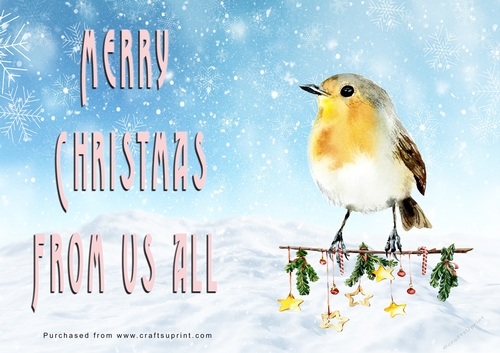 No Cut Just Print Christmas Cards - Watercolour Birds