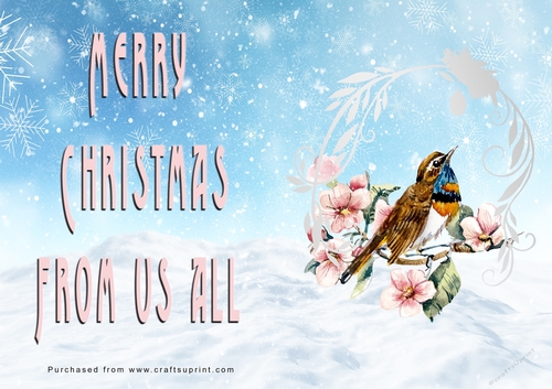 No Cut Just Print Christmas Cards - Watercolour Birds