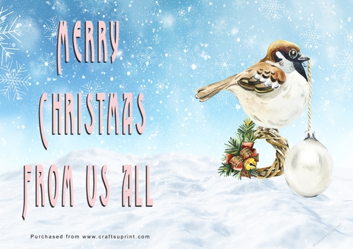 No Cut Just Print Christmas Cards - Watercolour Birds