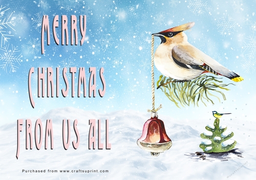 No Cut Just Print Christmas Cards - Watercolour Birds