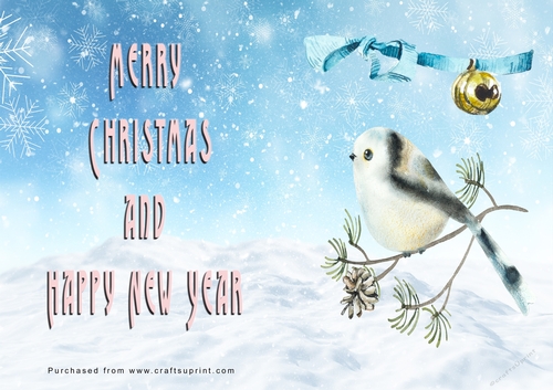 No Cut Just Print Christmas Cards - Watercolour Birds