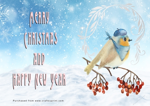 No Cut Just Print Christmas Cards - Watercolour Birds
