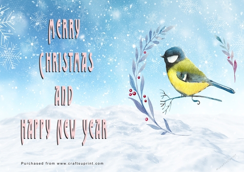 No Cut Just Print Christmas Cards - Watercolour Birds