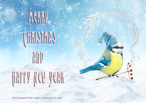 No Cut Just Print Christmas Cards - Watercolour Birds