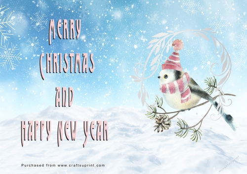 No Cut Just Print Christmas Cards - Watercolour Birds