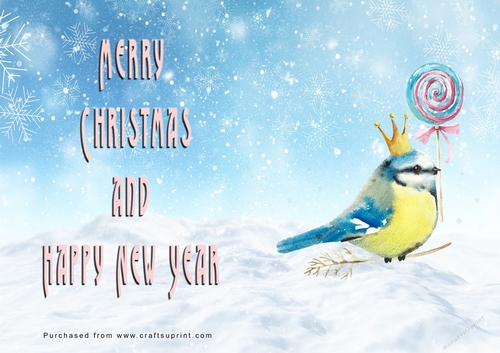 No Cut Just Print Christmas Cards - Watercolour Birds