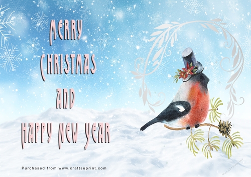No Cut Just Print Christmas Cards - Watercolour Birds