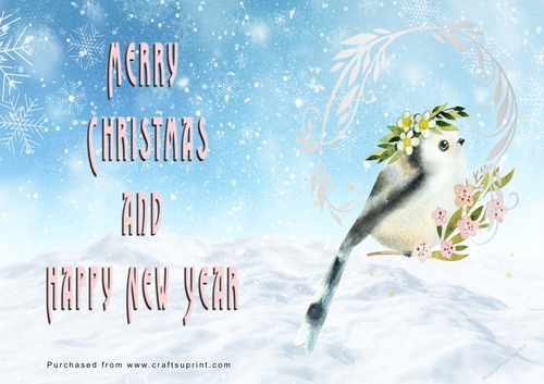 No Cut Just Print Christmas Cards - Watercolour Birds