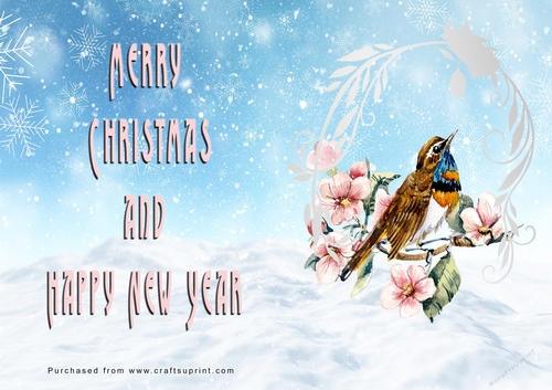 No Cut Just Print Christmas Cards - Watercolour Birds