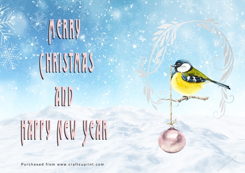 No Cut Just Print Christmas Cards - Watercolour Birds