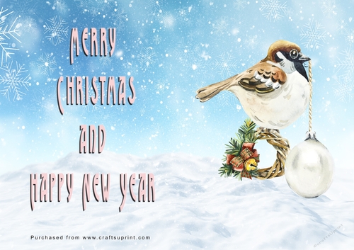 No Cut Just Print Christmas Cards - Watercolour Birds
