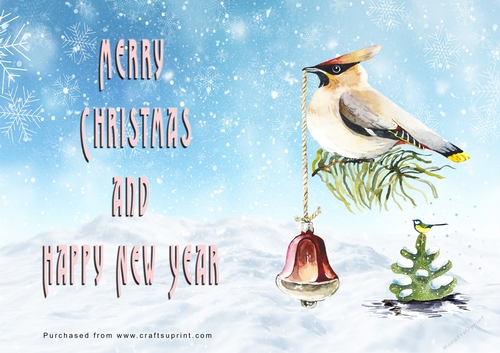 No Cut Just Print Christmas Cards - Watercolour Birds