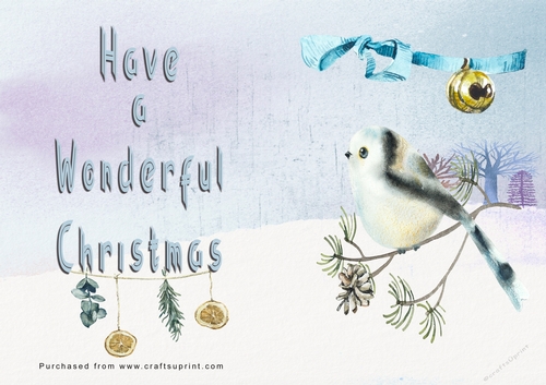 No Cut Just Print Christmas Cards - Watercolour Birds