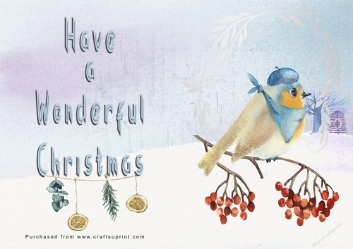 No Cut Just Print Christmas Cards - Watercolour Birds