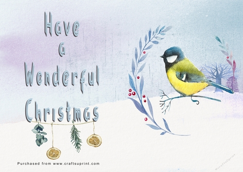 No Cut Just Print Christmas Cards - Watercolour Birds