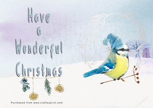 No Cut Just Print Christmas Cards - Watercolour Birds