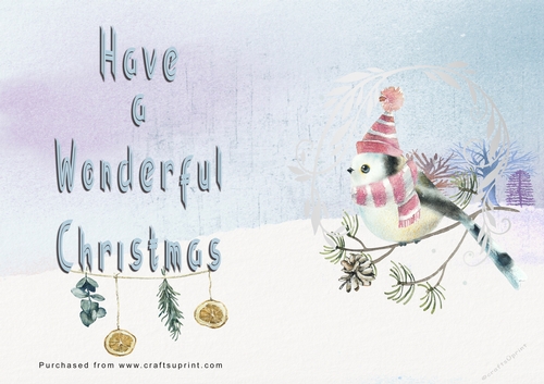 No Cut Just Print Christmas Cards - Watercolour Birds