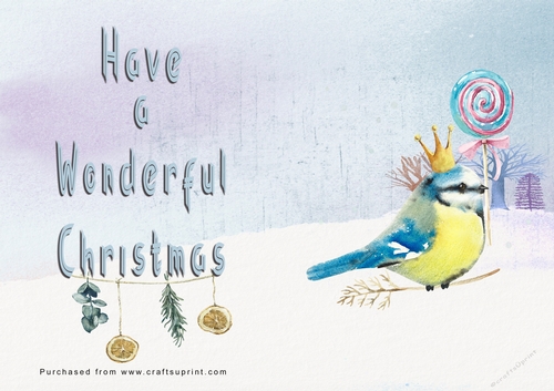 No Cut Just Print Christmas Cards - Watercolour Birds