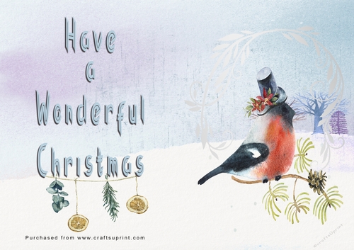 No Cut Just Print Christmas Cards - Watercolour Birds
