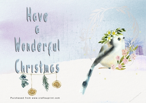 No Cut Just Print Christmas Cards - Watercolour Birds