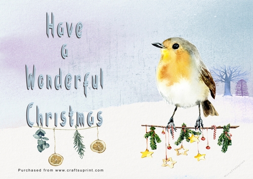 No Cut Just Print Christmas Cards - Watercolour Birds