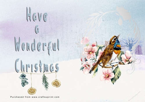 No Cut Just Print Christmas Cards - Watercolour Birds