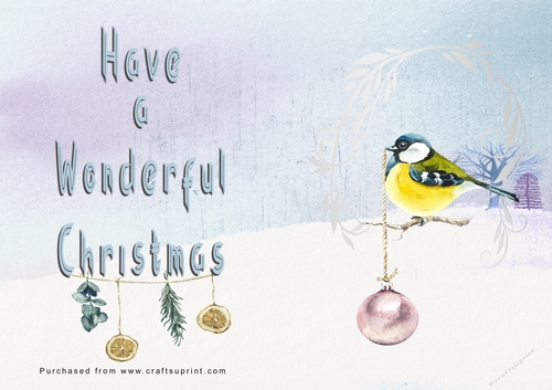 No Cut Just Print Christmas Cards - Watercolour Birds