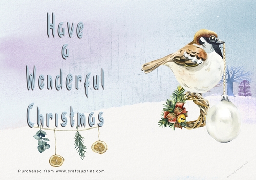 No Cut Just Print Christmas Cards - Watercolour Birds