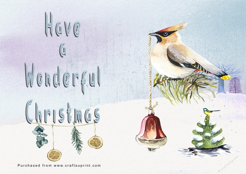 No Cut Just Print Christmas Cards - Watercolour Birds