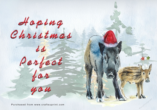 No Cut Just Print Christmas Cards - Watercolour WIld Animals