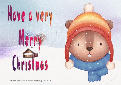 No Cut Just Print Christmas Cards - Cute Cartoon Animals